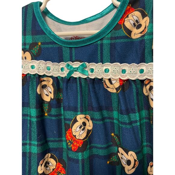 Disney Mickey Minnie Green Plaid Nightgown Size 4T Merry Christmas - Picture 4 of 4